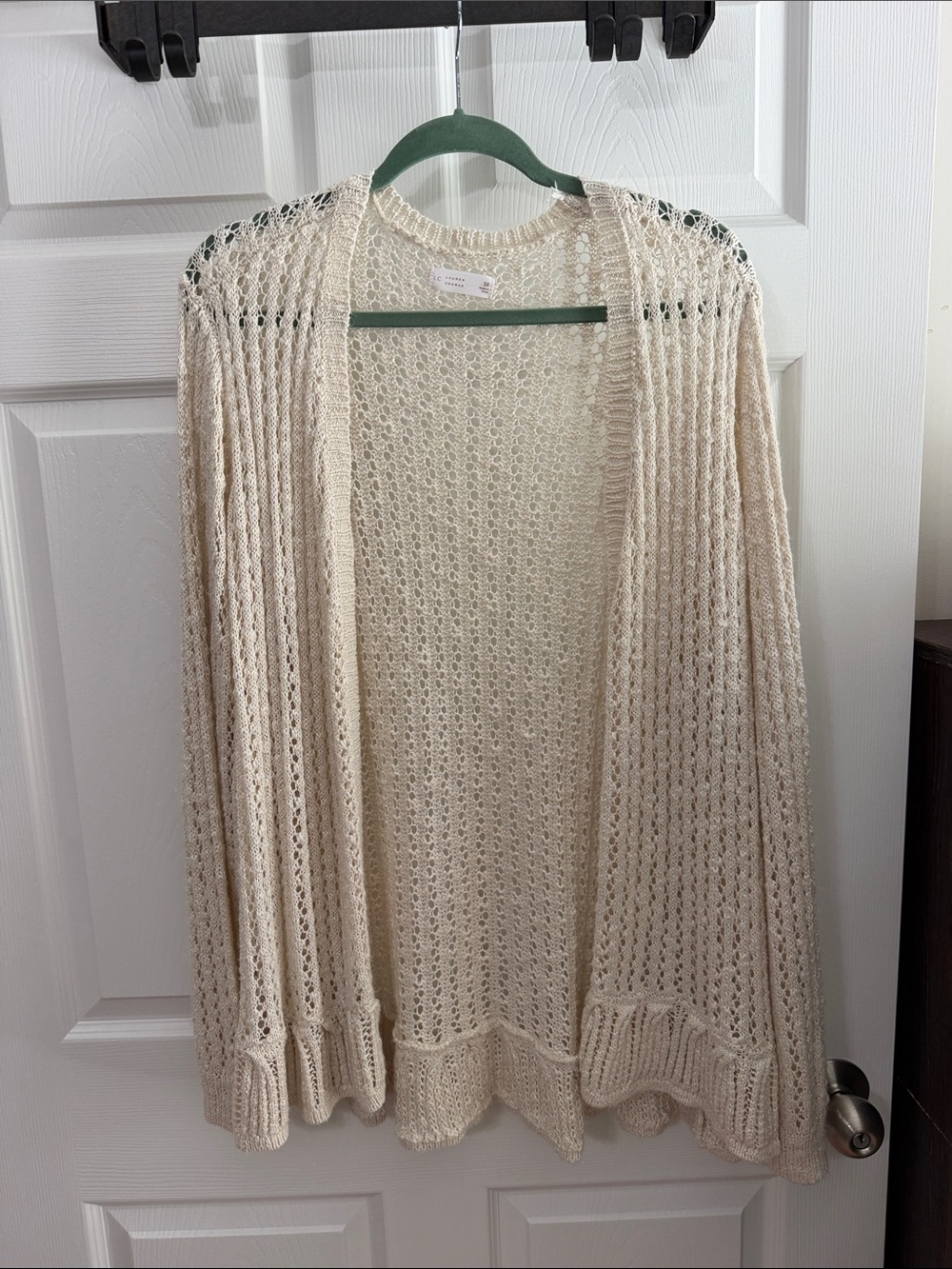 LC Lauren Conrad Open-Front Cream Knit Women's Cardigan Sweater 3x